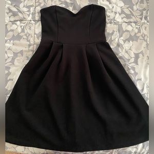Black Strapless Flair Bottom Dress